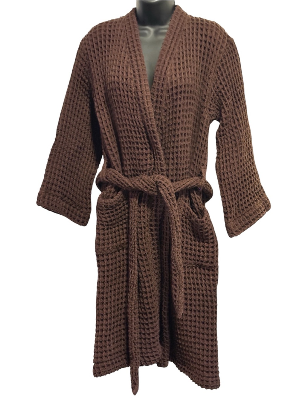 Kosmu Waffle-Knit Brown Women's Robe with Belt